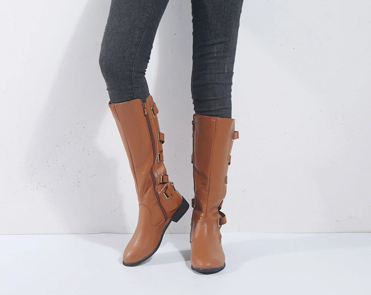 Women's Tall Equestrian Buckle Detail Pull-On Boots