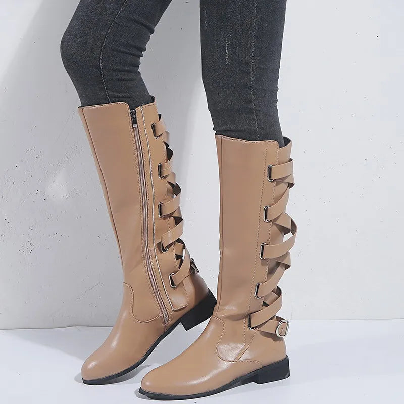 Women's Tall Equestrian Buckle Detail Pull-On Boots