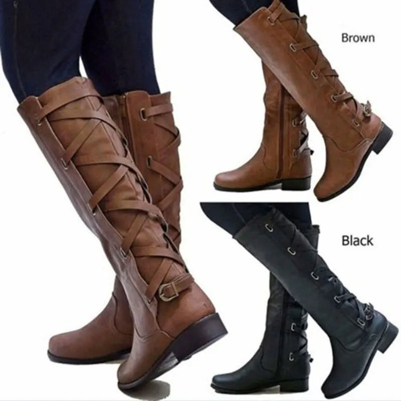 Women's Tall Equestrian Buckle Detail Pull-On Boots