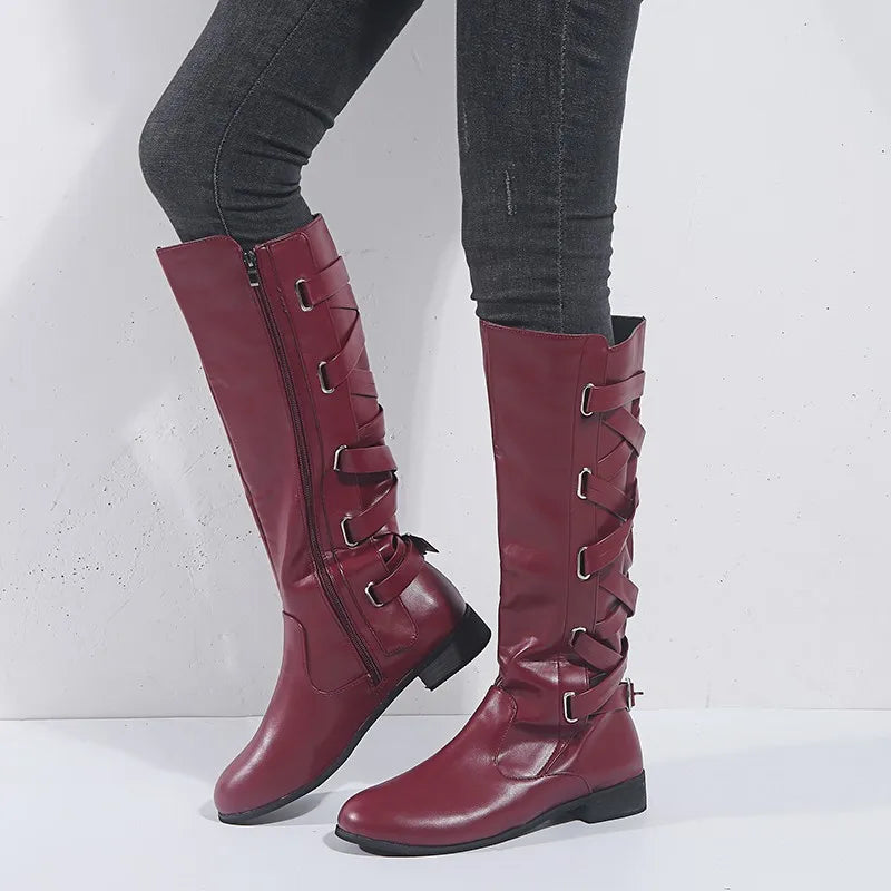 Women's Tall Equestrian Buckle Detail Pull-On Boots