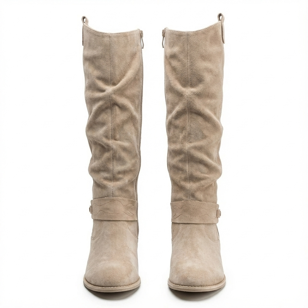 Women's Slouchy Tall Boots with Draped Gathered Shaft