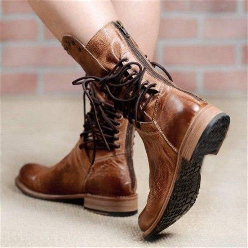 Women's Studded Collar Cross-Lace Leather-Look Ankle Boots