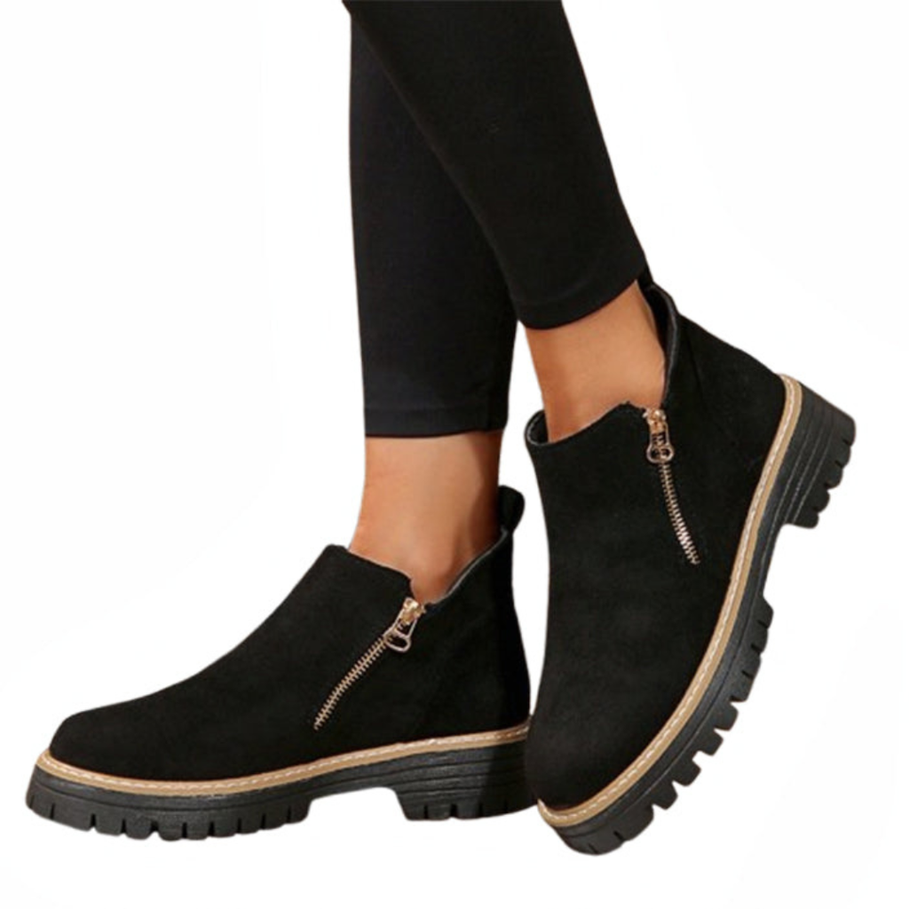 Women's Chunky Lug Sole Zip-On Platform Short Boots