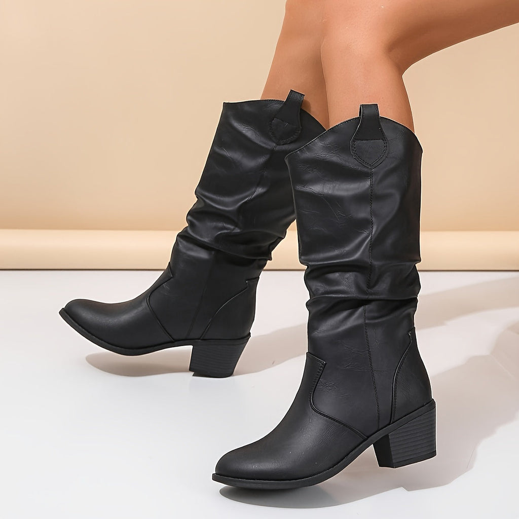 Women's Broken-In Look Wide Calf Knee-High Western Boots