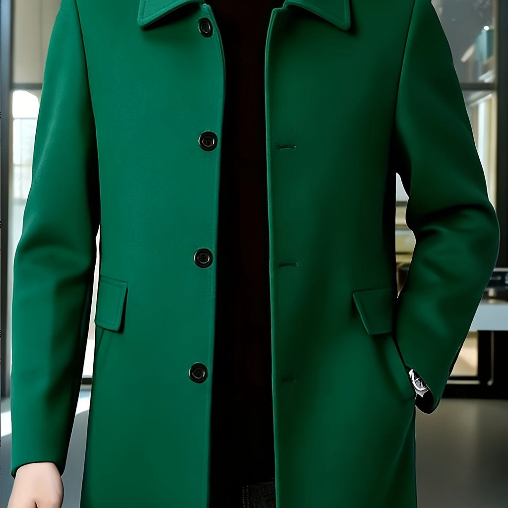 Men's Side Pocket Single Breasted Overcoat for Work