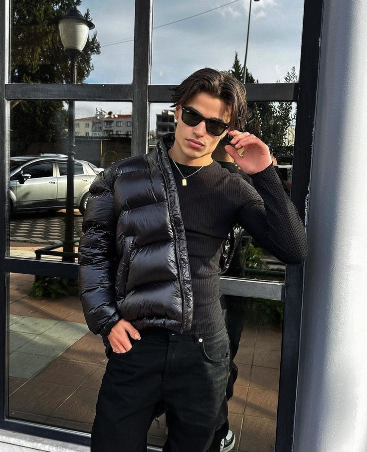 Men's Padded Quilted Hooded Jacket with Plush Sherpa Interior
