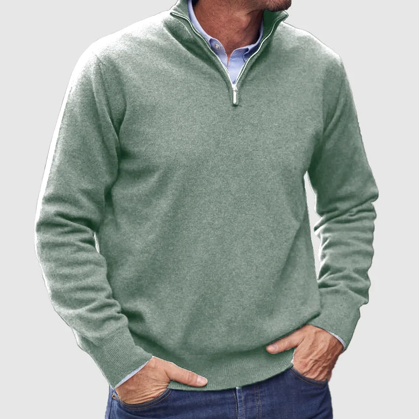 Men's Versatile High Collar Quarter-Zip Sweater Top