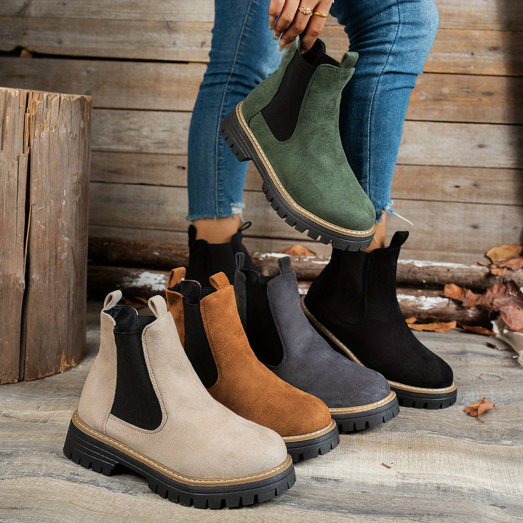 Women's Pull-On Platform Chelsea Boots with Deep Tread