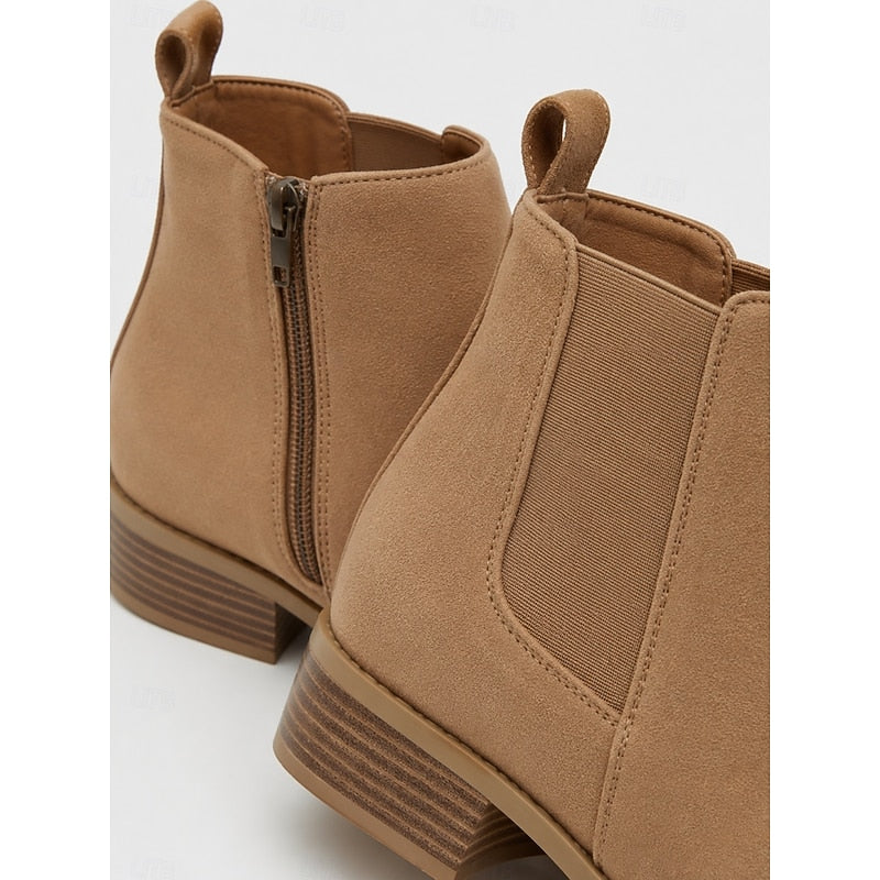 Women's Low Block Heel Graceful Pointed Short Boots