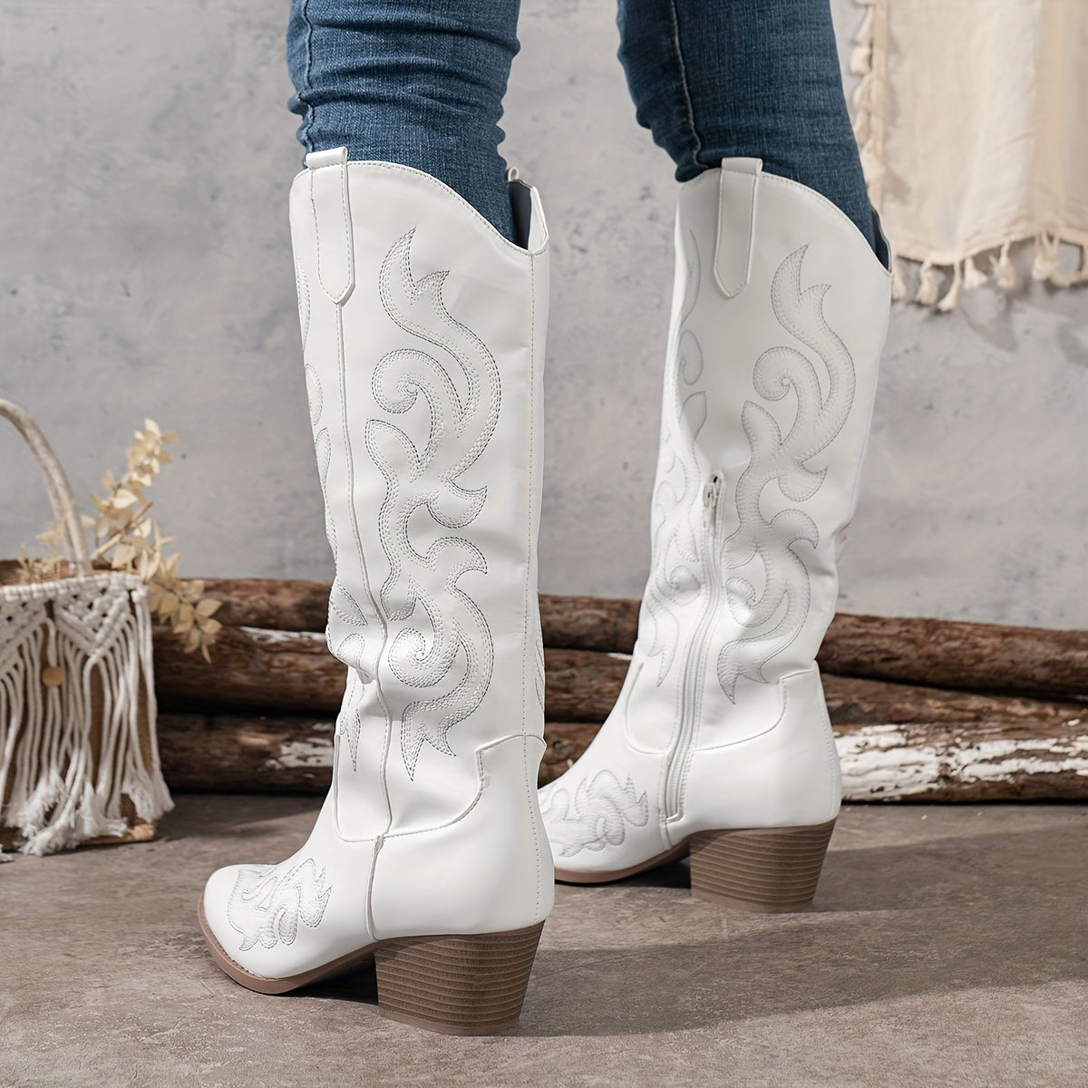 Women's Lived-In Look Slouch Cowgirl Boots, Wide Calf