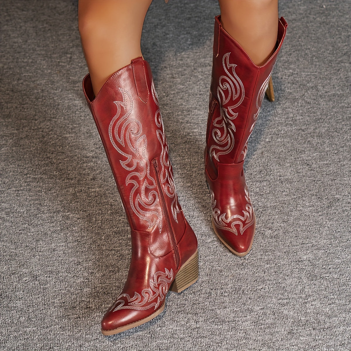 Women's Lived-In Look Slouch Cowgirl Boots, Wide Calf