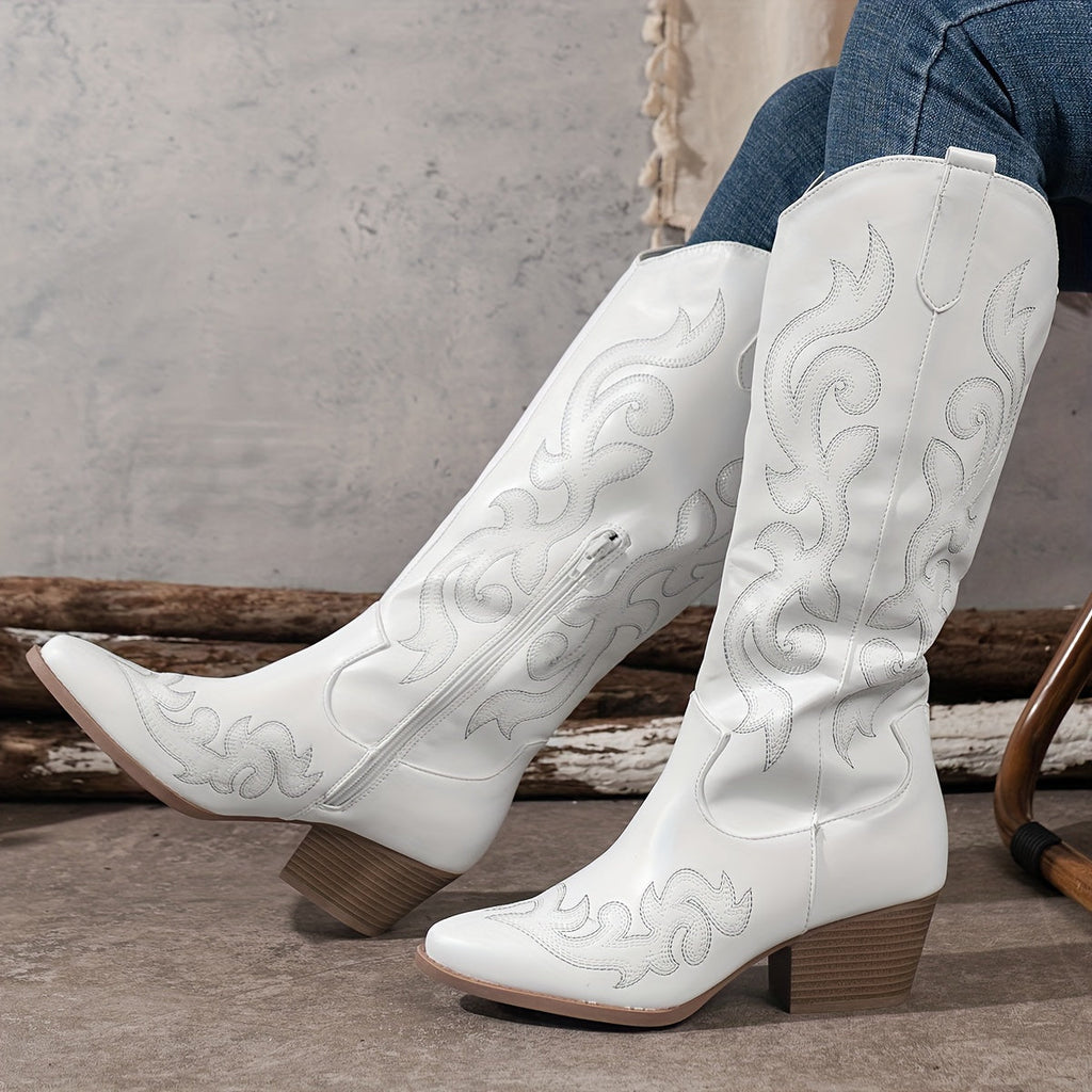 Women's Lived-In Look Slouch Cowgirl Boots, Wide Calf