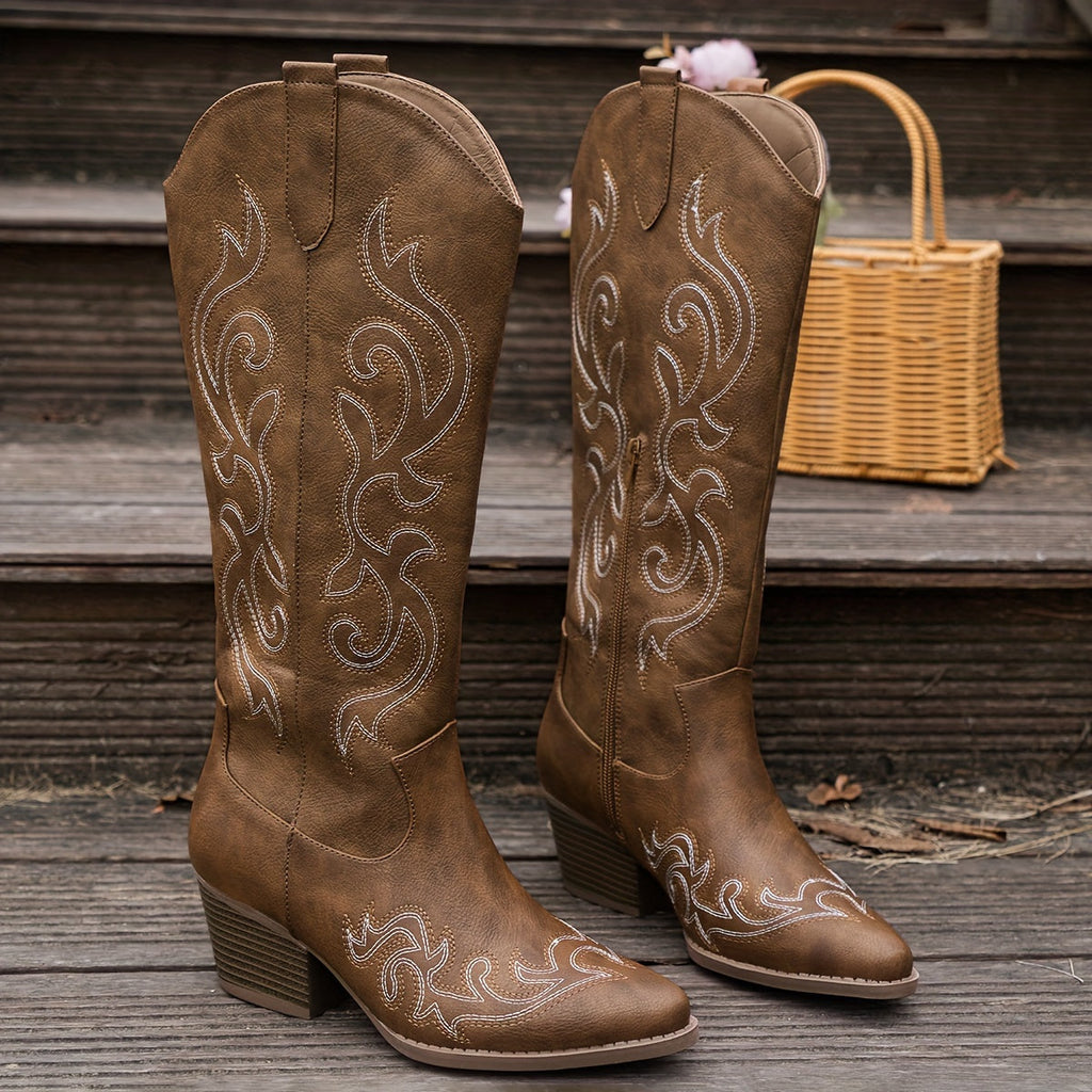Women's Lived-In Look Slouch Cowgirl Boots, Wide Calf