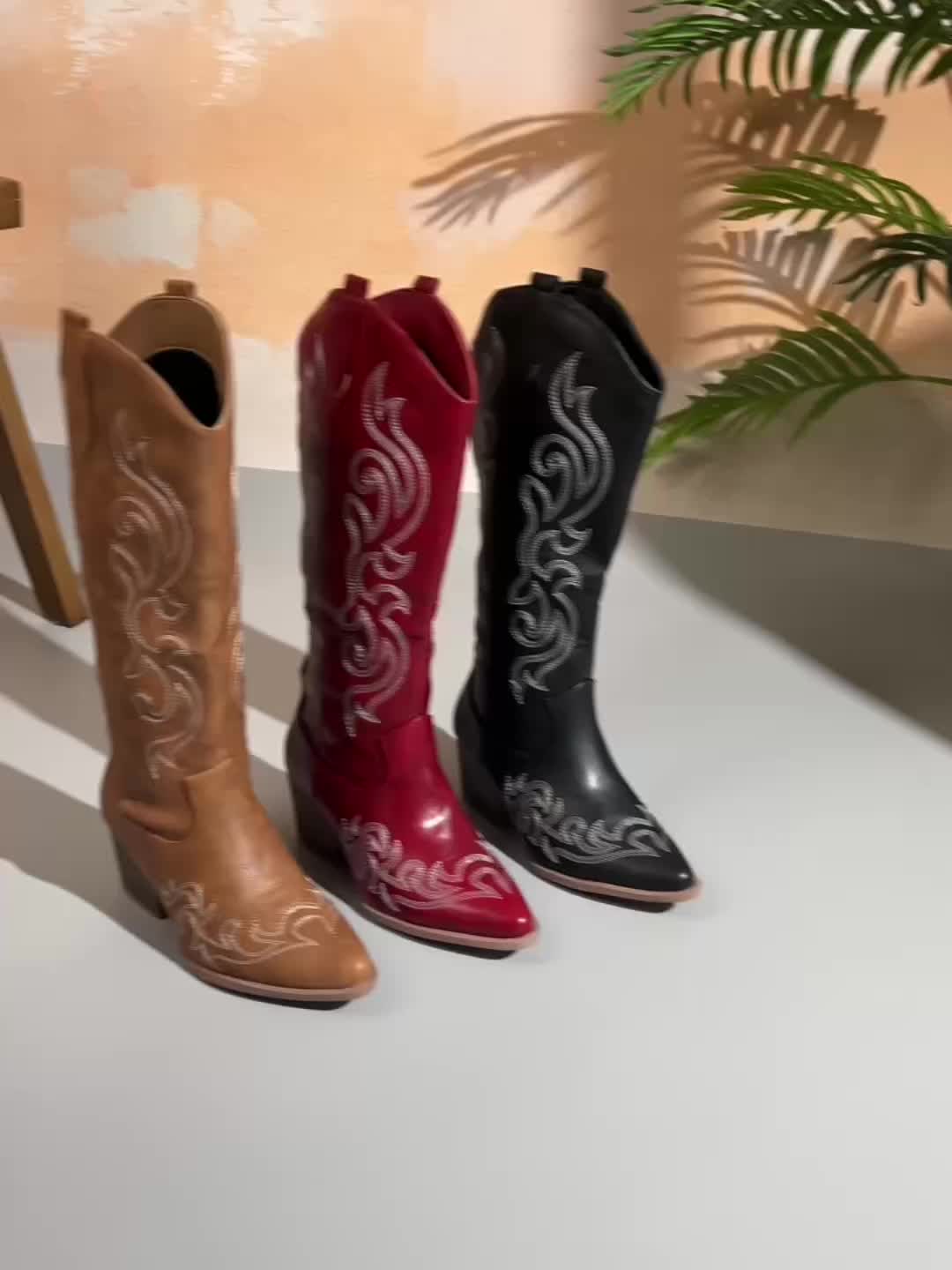Women's Lived-In Look Slouch Cowgirl Boots, Wide Calf