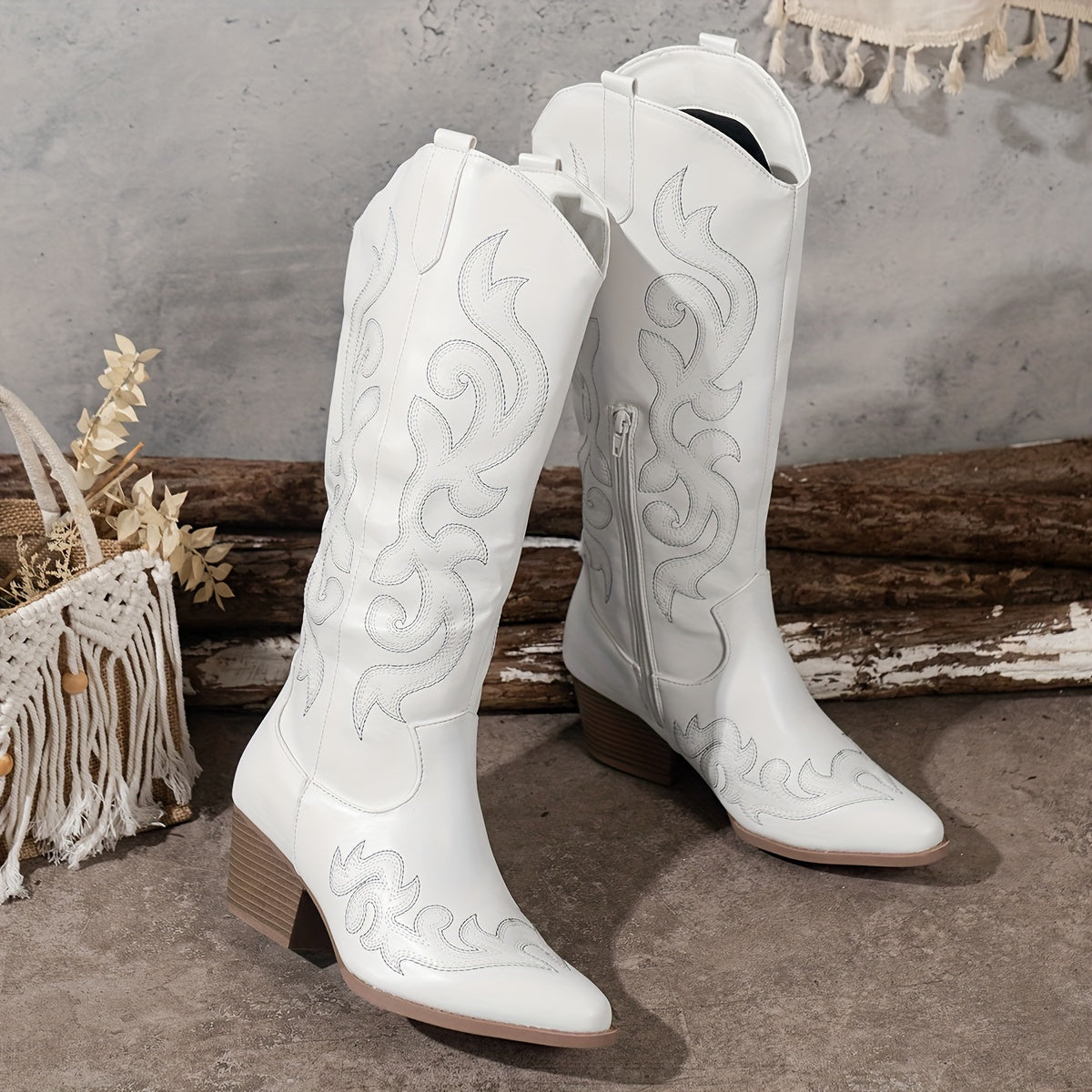 Women's Lived-In Look Slouch Cowgirl Boots, Wide Calf