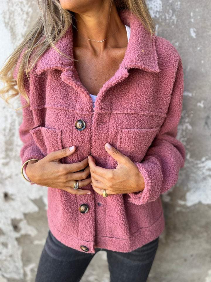 Women's Textured Quilted Jacket with Front Buttons and Pockets