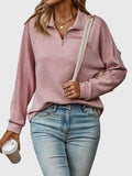 Women's Loose Ribbed Quarter-Zip Style Sweater