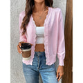 Women's Light Knit Scallop Edge Front-Button Cardigan Sweater