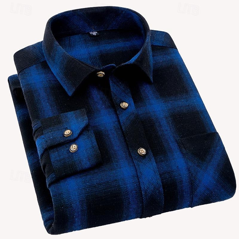 Men's Soft Plaid Layering Button-Down Overshirt