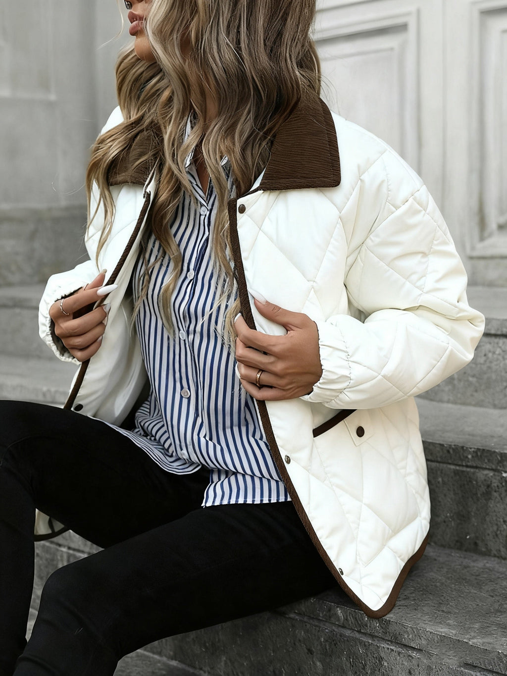 Women's Quilted Diamond-Stitch Puffer Coat