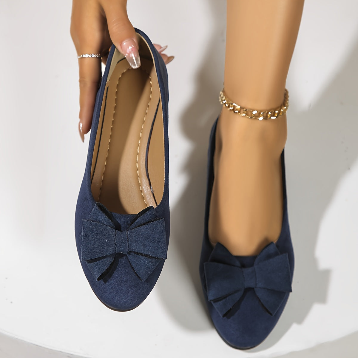 Women's Cushioned Bow Accent Comfort Slip-On Flats