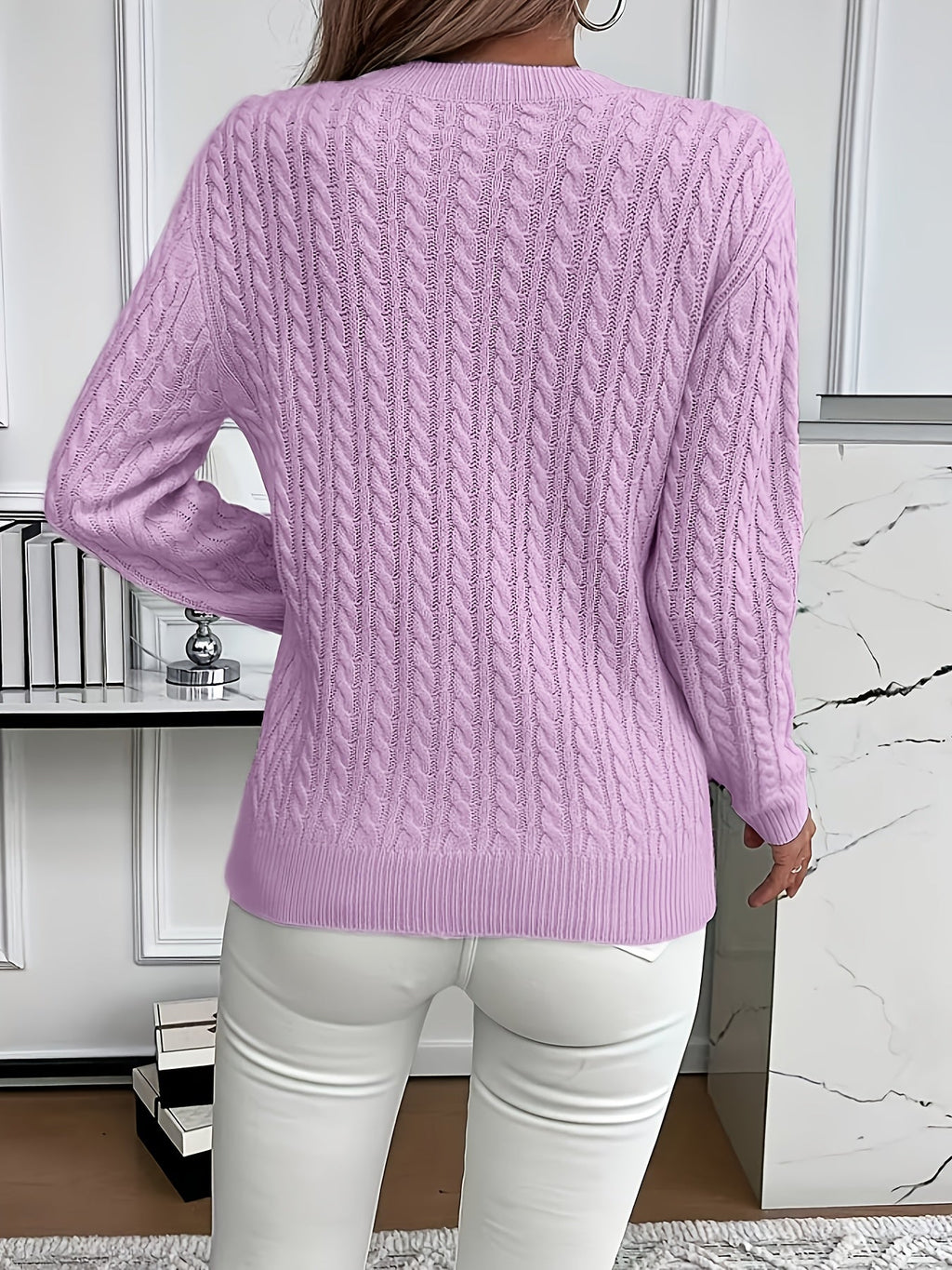 Women's Easy-Fit Classic Cable Sweater