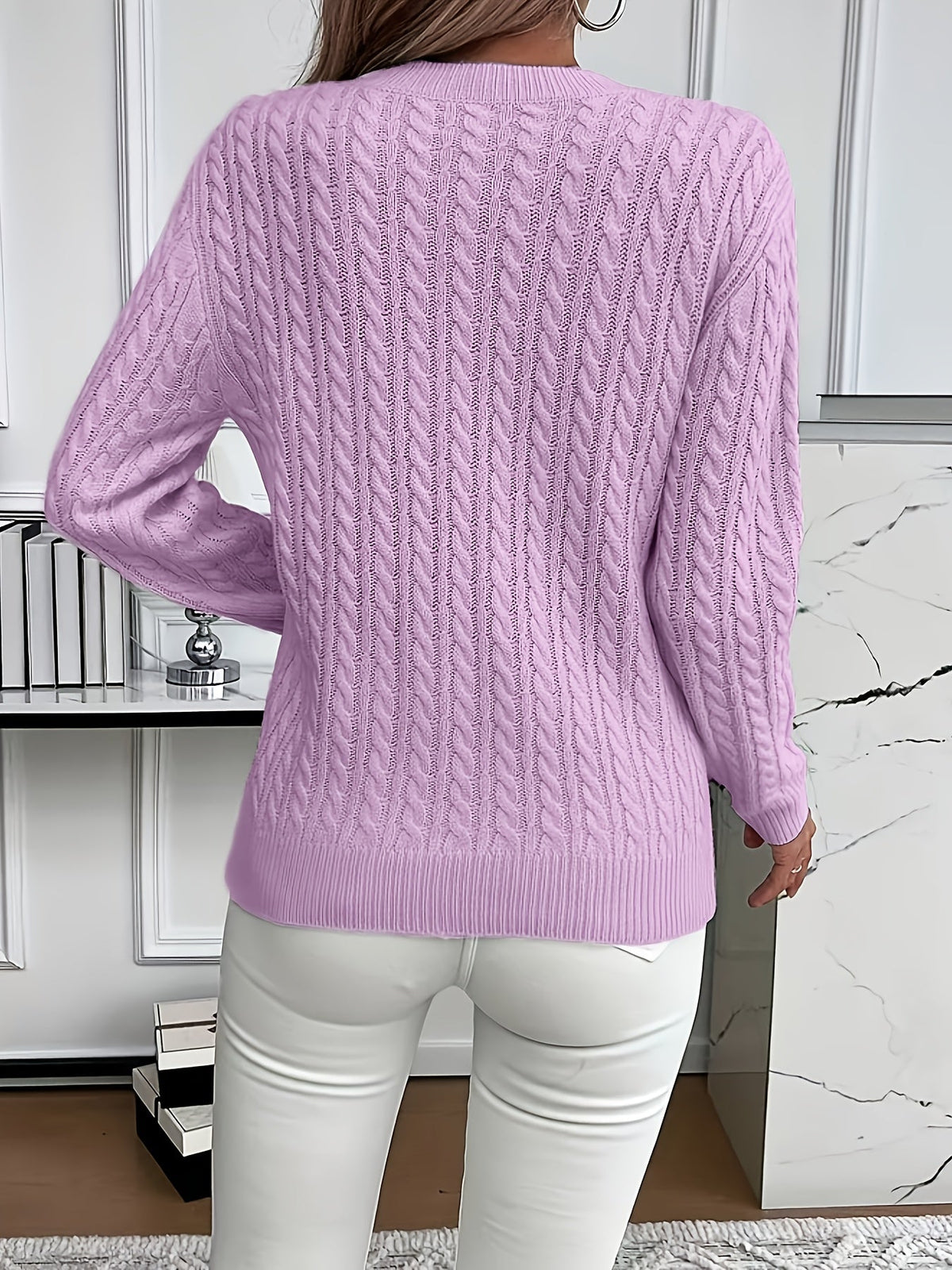 Women's Easy-Fit Classic Cable Sweater