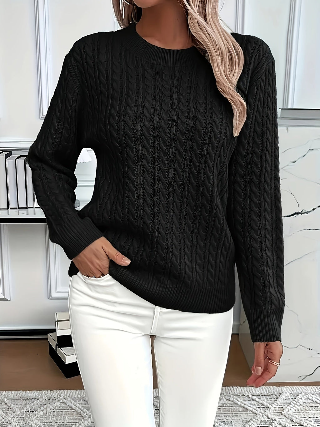 Women's Easy-Fit Classic Cable Sweater