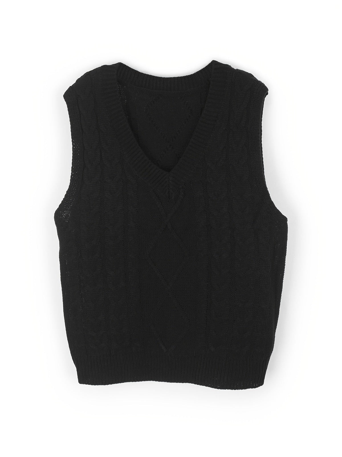 Women's Layering Knit Vest with Cable Pattern