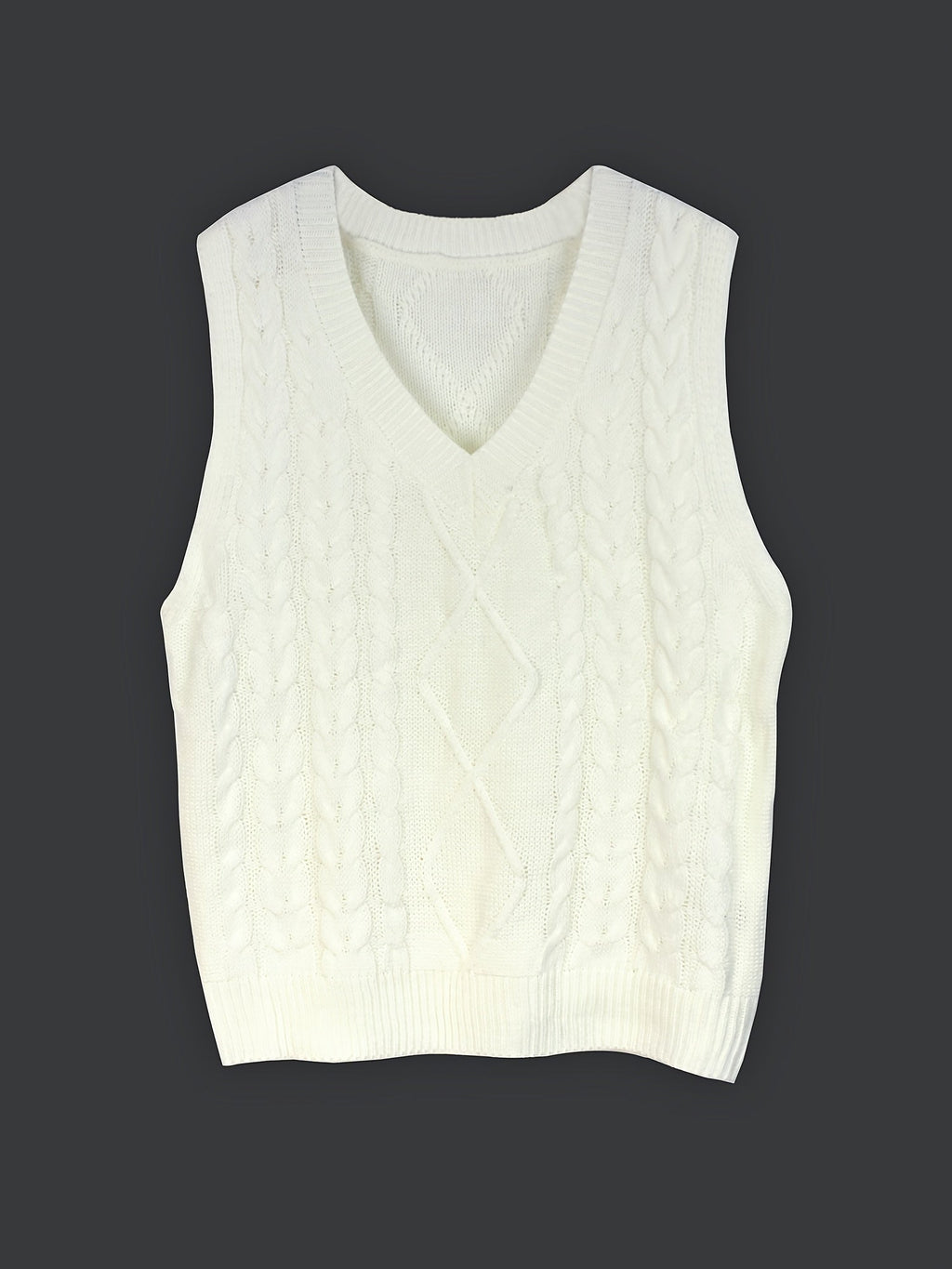 Women's Layering Knit Vest with Cable Pattern