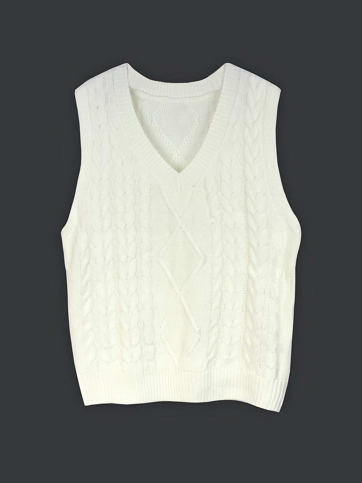 Women's Layering Knit Vest with Cable Pattern