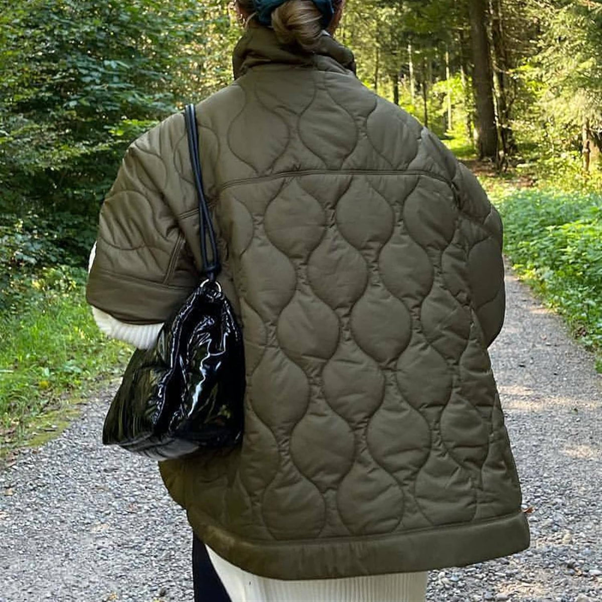 Women's Cape Style Quilted Puffer Outerwear Jacket