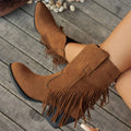 Women's Fringe Trim Studded Roomy Shaft Western Boots