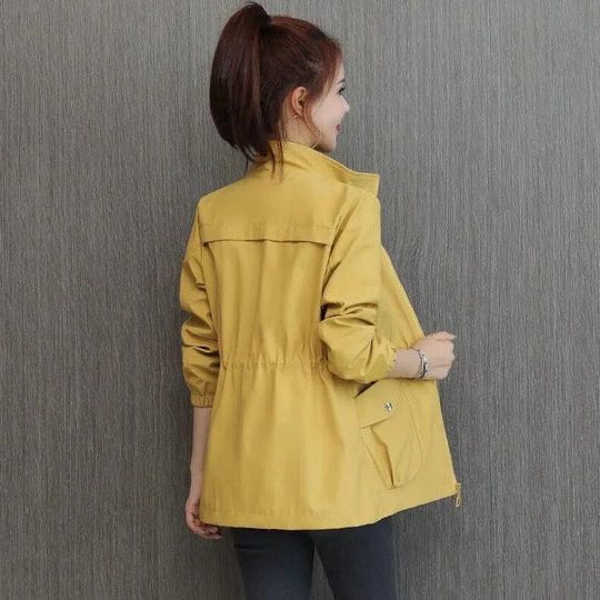 Women's Full-Zip Wind Jacket with Adjustable Drawstring Waist