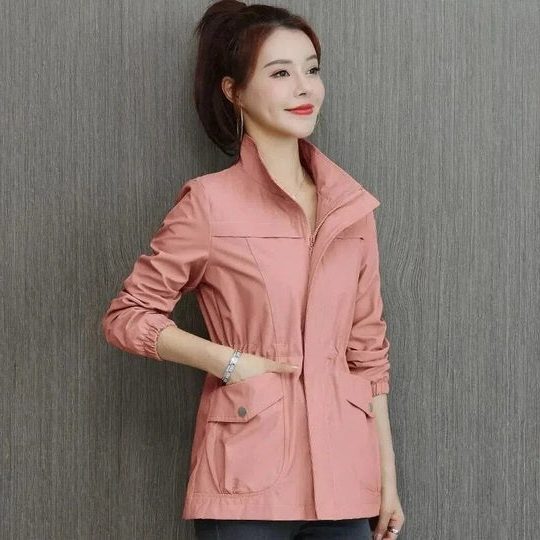Women's Full-Zip Wind Jacket with Adjustable Drawstring Waist