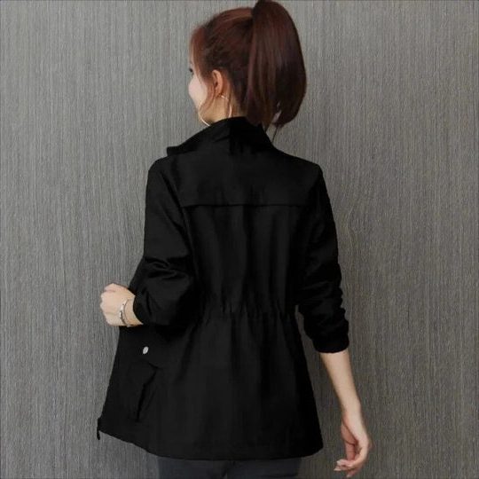 Women's Full-Zip Wind Jacket with Adjustable Drawstring Waist