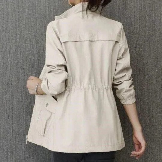 Women's Full-Zip Wind Jacket with Adjustable Drawstring Waist