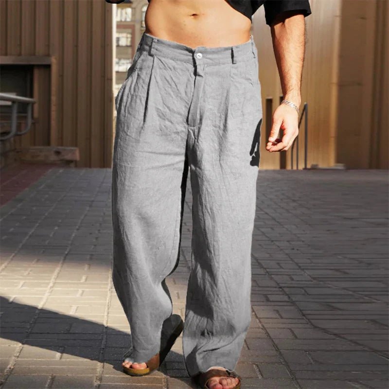 Men's Modern Loose Pleated Structured Waistband Pants