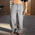 Men's Modern Loose Pleated Structured Waistband Pants