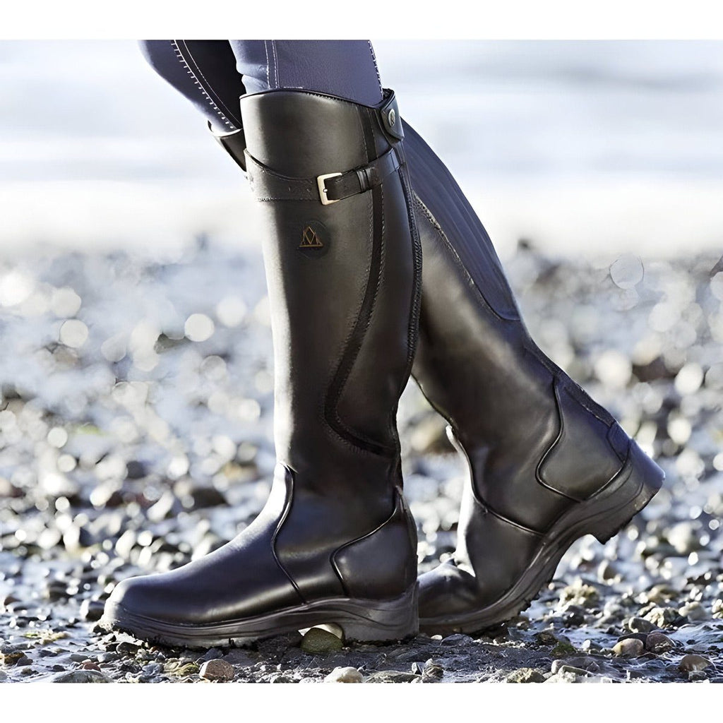 Women's Knee-High Equestrian Leather Boots with Slip-Resistant Sole