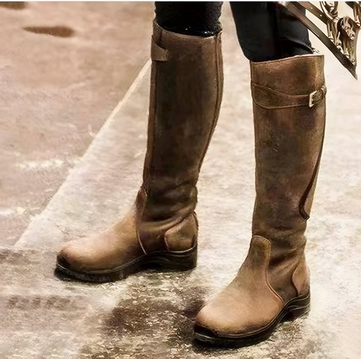 Women's Knee-High Equestrian Leather Boots with Slip-Resistant Sole