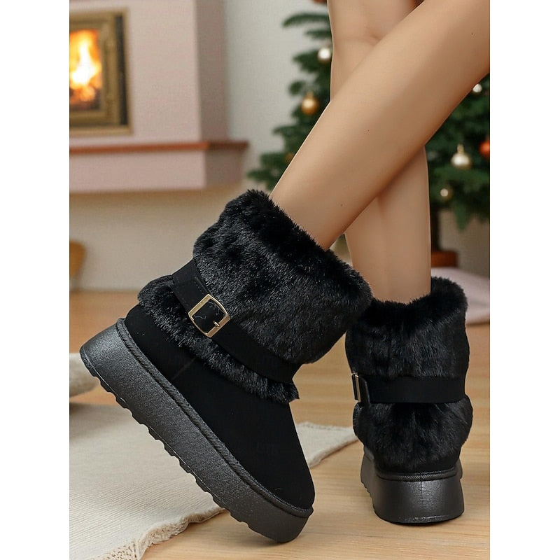 Women's Soft Cushioned Ankle Boots with Fur Trim