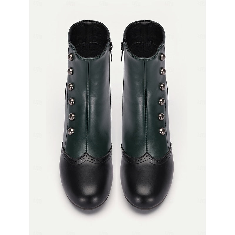 Women's Contrast Finish Small Button Short Boots