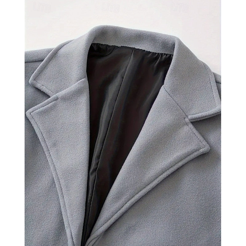 Men's Classic Full-Length Overcoat with Deep Pockets
