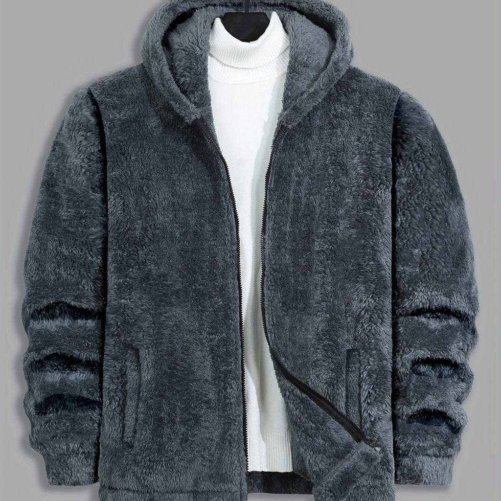 Men's Full Zip Hooded Cozy Plush Jacket