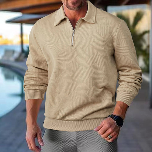 Men's Cool Weather Half Zip Textured Knit Sweatshirt