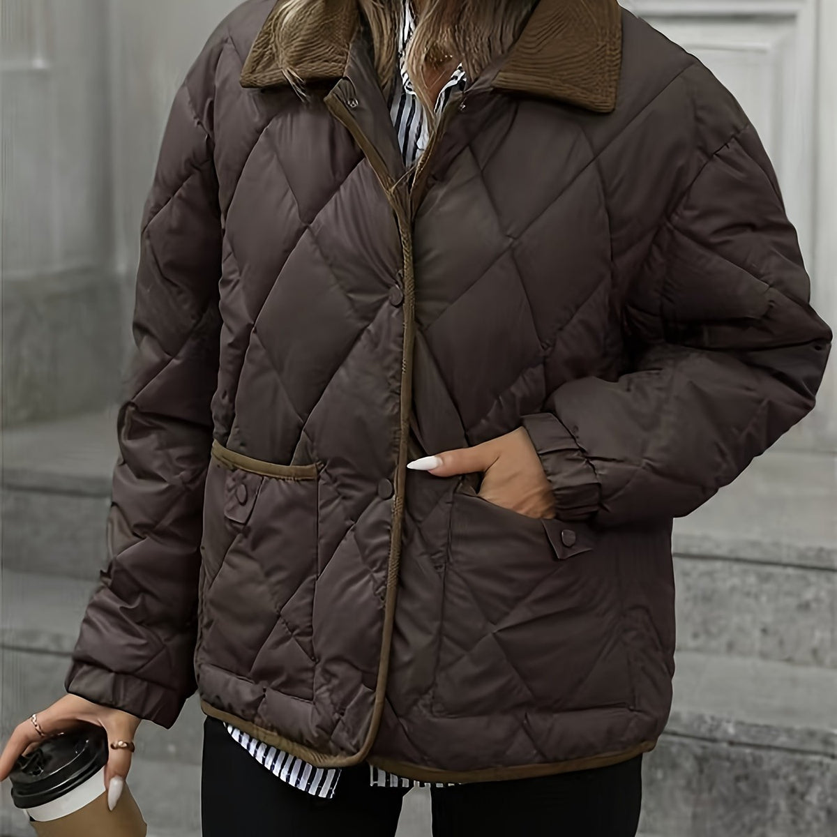 Women's Quilted Diamond-Stitch Puffer Coat