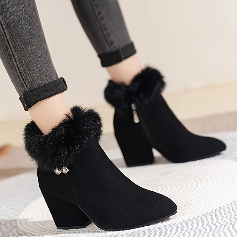 Women's Soft Trim Pointed Ankle Boots for Cold Days