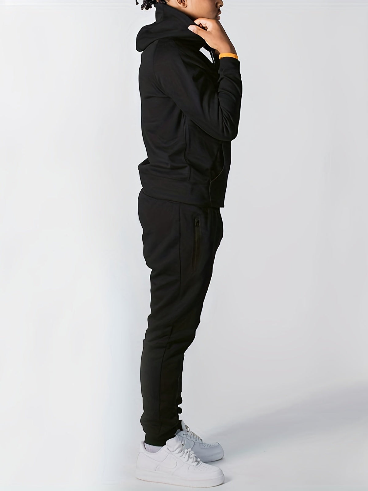 Men's Stretch Hooded Top Matching Jogger Tracksuit