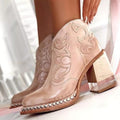 Women's Vegan Leather Western Style Heeled Boots